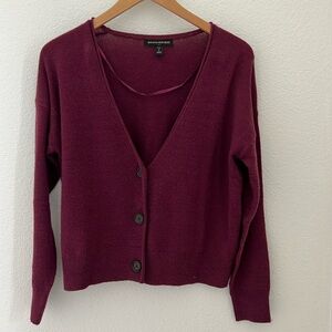 Banana Republic Cardigan - deep V, 3 button cardigan in burgundy.